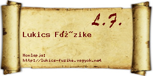 Lukics Füzike névjegykártya